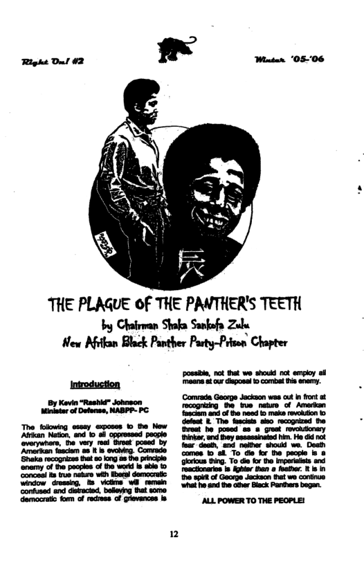 Wiatan ’05-06 Zudu by Chairman Staka Sankefa Zulu New Nikan Black Panther Party-Prison Chapter THE PLAGUE of THE PANTHER’S TEETH Righs Dul #2 mmmm_u H ) E? 1 i m.mmm i 12